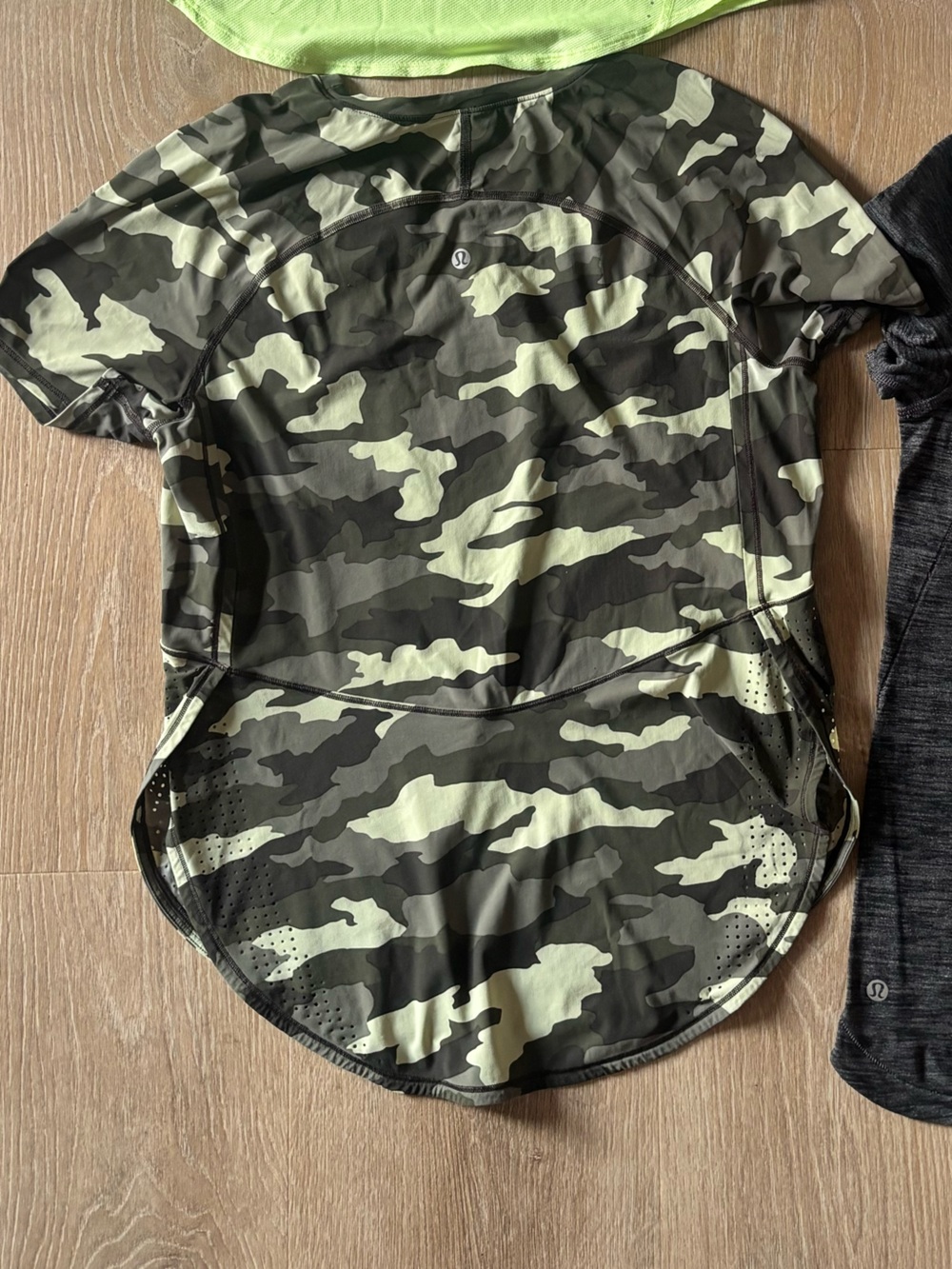 lululemon athletica Green Camo Short Sleeve Top